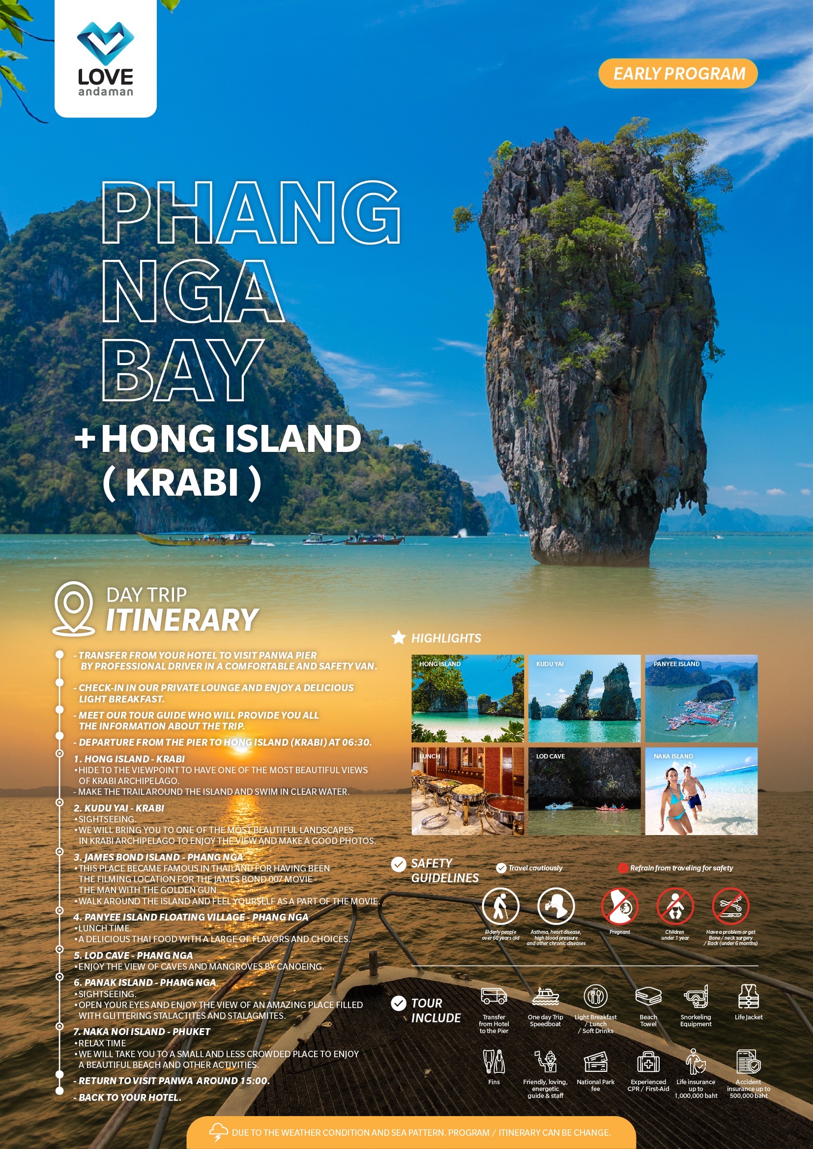 Phang Nga Bay & Hong Krabi Island from Khaolak